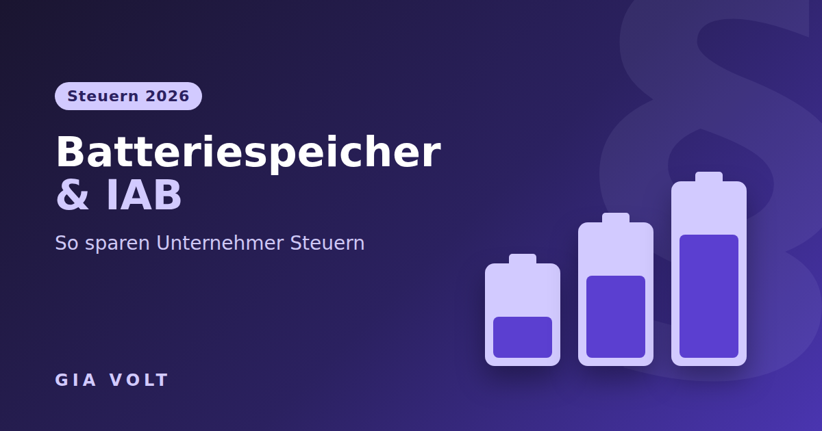 Batteriespeicher und Investitionsabzugsbetrag: Steuern sparen 2026